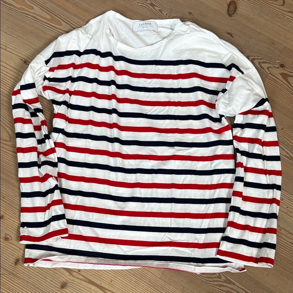 La Ligne White Tee with Black Logo Label